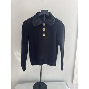 Ralph Lauren Women's Black Ribbed Knit Toggle Cardigan Sweater Petite Small